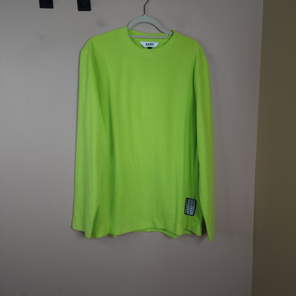 Rains Unisex Fleece Crewneck Sweatshirt in Digital Lime Size XL